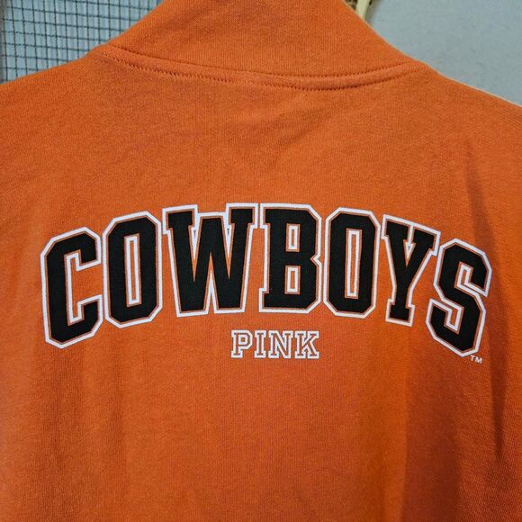 PINK Women's Black & Orange OSU Cowboy's fleece quarter zip Sweatshirt L… - Picture 5 of 5
